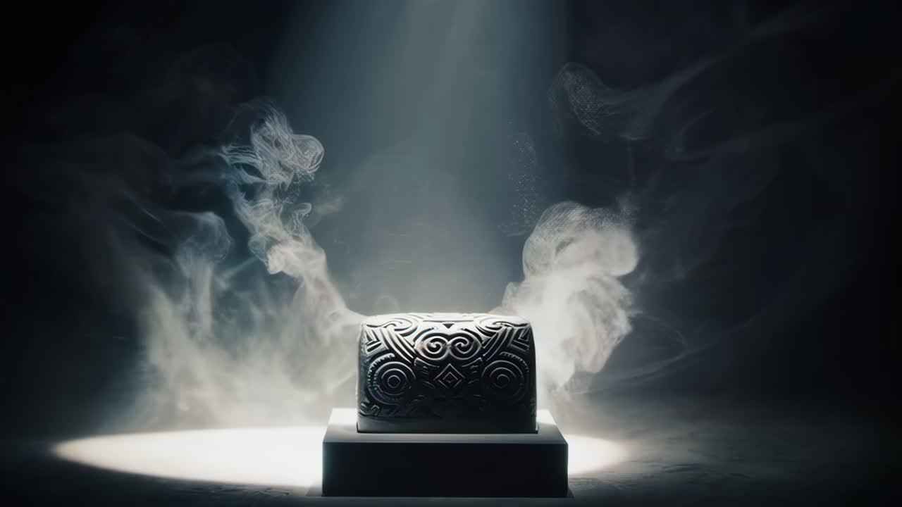 Ornate Box Under Spotlight with Smoke