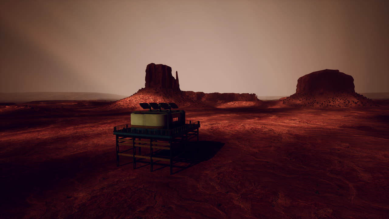 Mars-like Desert Landscape with Structure