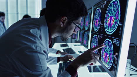 medical professionals analyzing brain scans