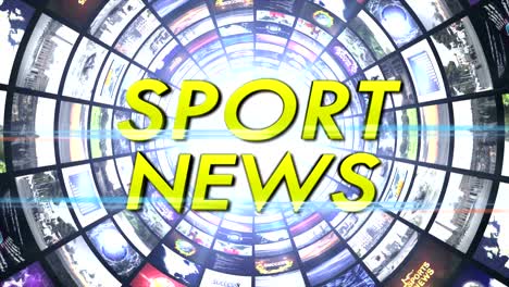 sport news,  monitors room, rendering animation background, loop