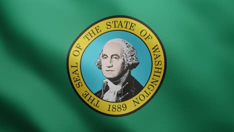 3d realistic flag of the state washington is fluttering in the breeze background. 4k animated video clip that loops in a realistic way