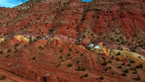 Vista-Aérea-De-Formaciones-Rocosas-Naranjas-Y-Amarillas-En-Vermillion-Cliffs-Utah-Fuera-De-Kanab