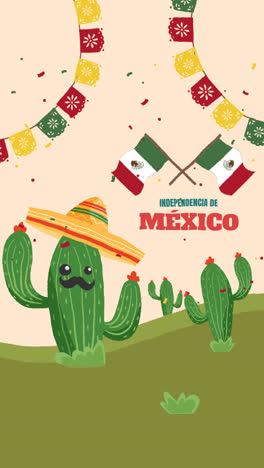 an animation of flat background for mexico independence day celebration