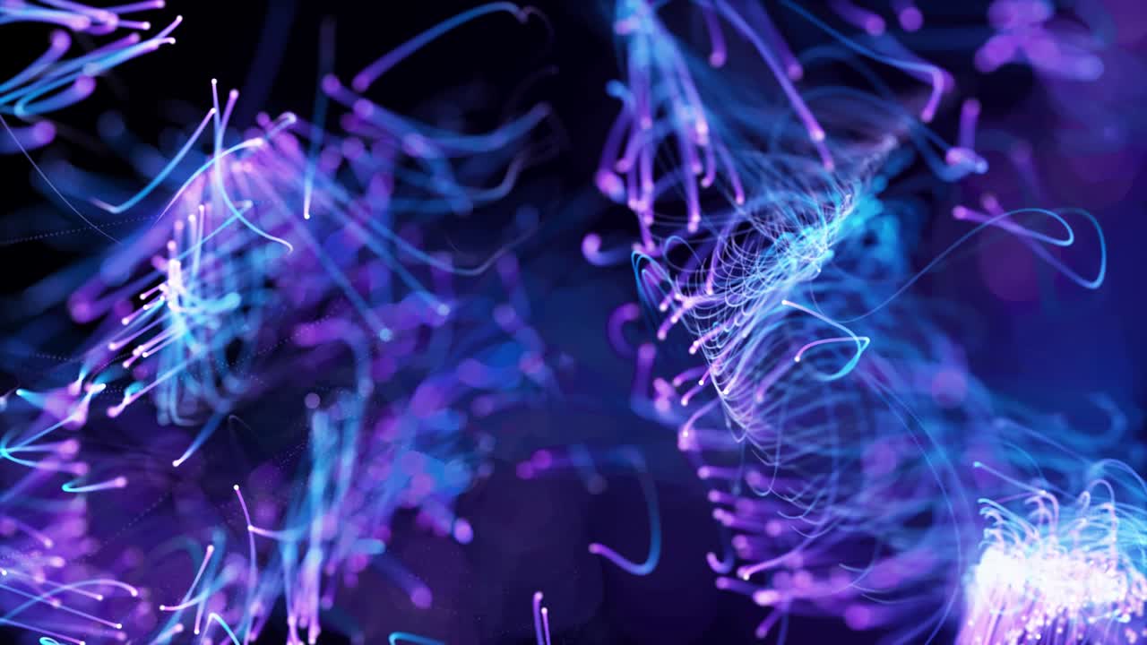 efecto de partícula de baile, animación abstracta de 4k con líneas y formas onduladas