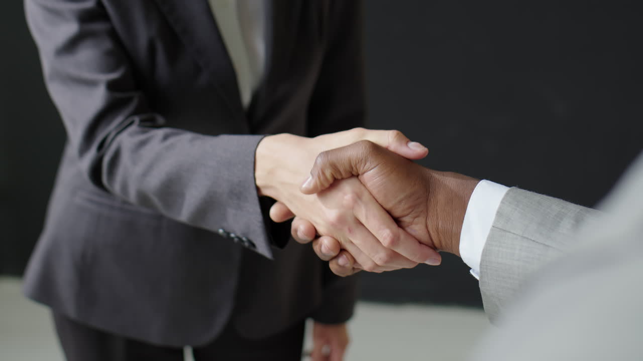 Handshake of Colleagues in Office