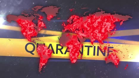 animación del texto del virus de peligro sobre el mapa del mundo