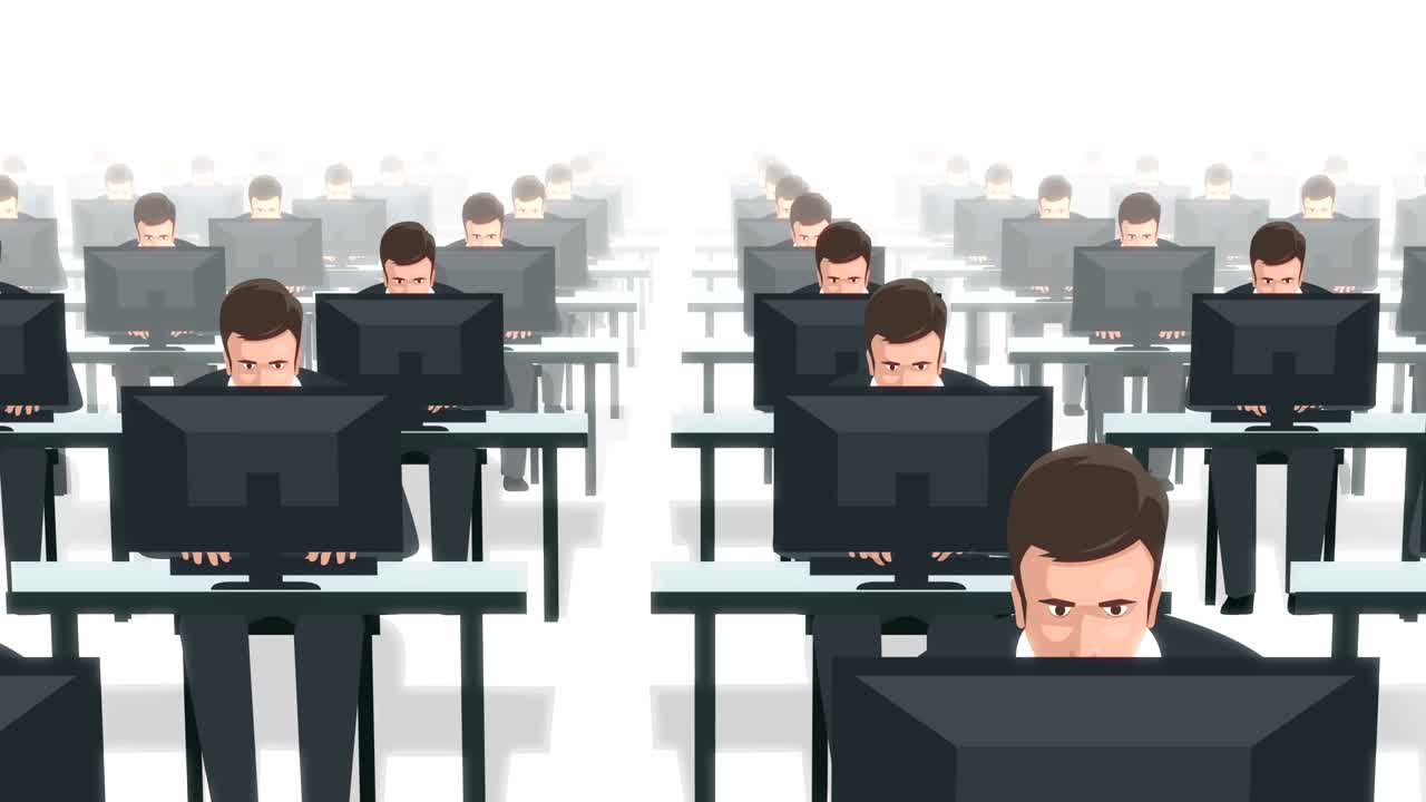 クローン ビジネスマン コンピューター ディストピア コンセプト