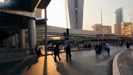 Modern City Transportation Hub at Sunset
