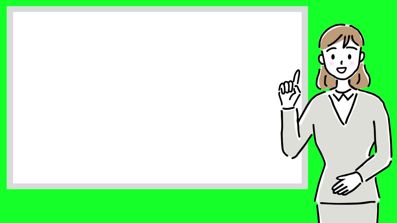 Woman instructor explaining and white board loop animation