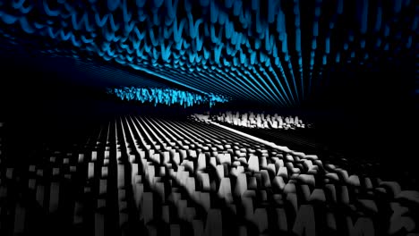 túnel geométrico 3d abstracto con patrones azules y blancos