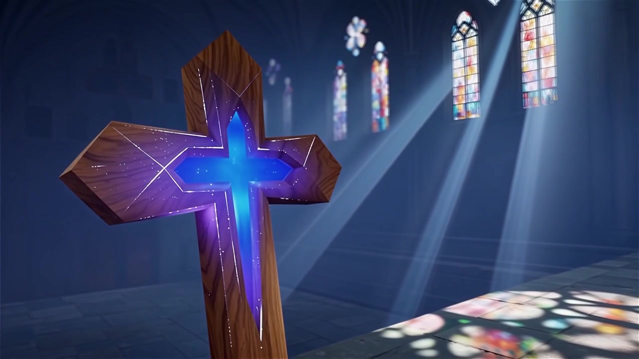 Cruz Cristiana con Luz Celestial, Fondo para Adoración.
