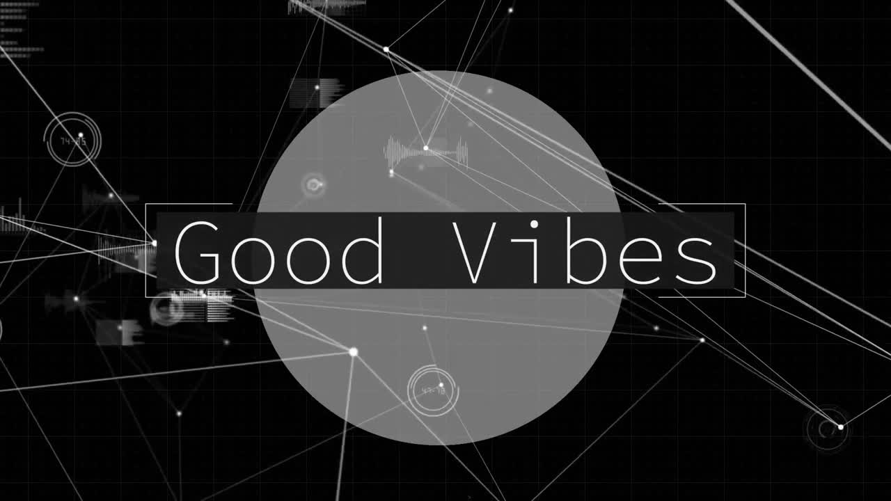 Animation of good vibes text over network of connections
