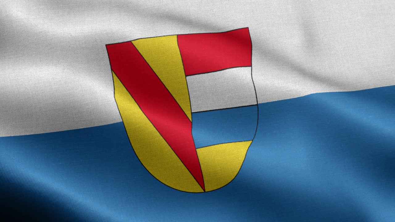 파르츠하임의 발, 바덴-위르템베르크 - 독일 국기 - 독일 지방 발 - 독일 - 발 파동 패턴 loopable 요소 - 느린 모션  플래그 - 루프 준비 완전 화면 발은 느린 동작으로 흔들고 있습니다. 현실적인 3d 애니메이션. 4k 해상도.