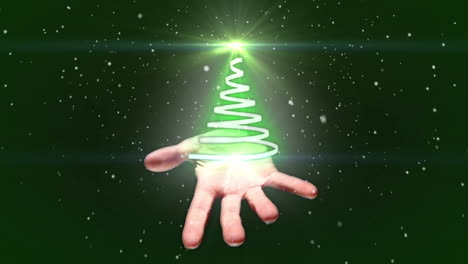 hand presenting christmas tree design