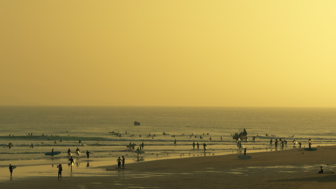 Sunset Surf Scene at the Beach