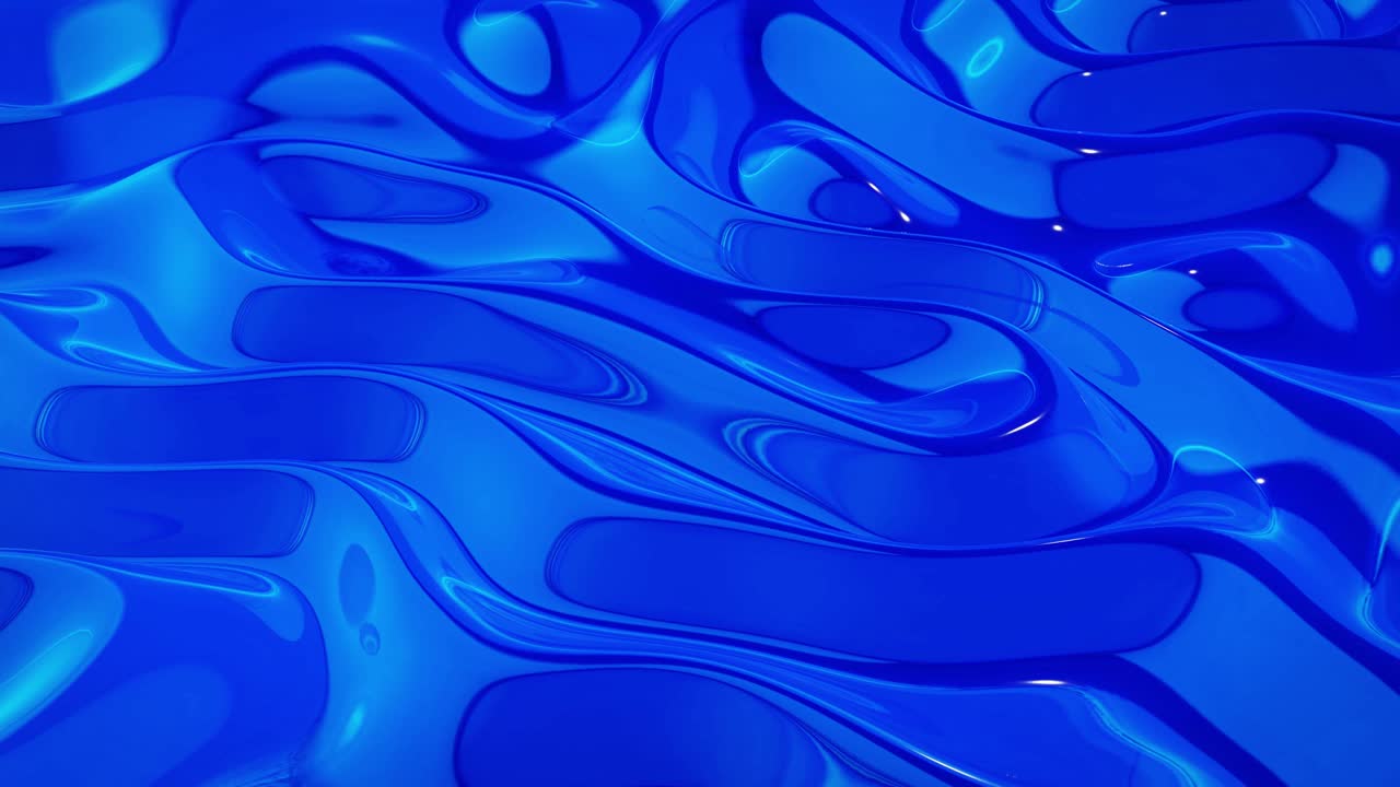 Fondo fluido abstracto en bucle. Hermosa superficie de cristal ondulada de líquido azul con patrón, color degradado y ondas de flujo. Fondo brillante creativo con animación suave y fluida.