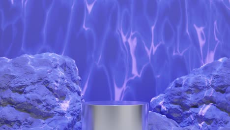 energía púrpura eléctrica entre las rocas fondo
