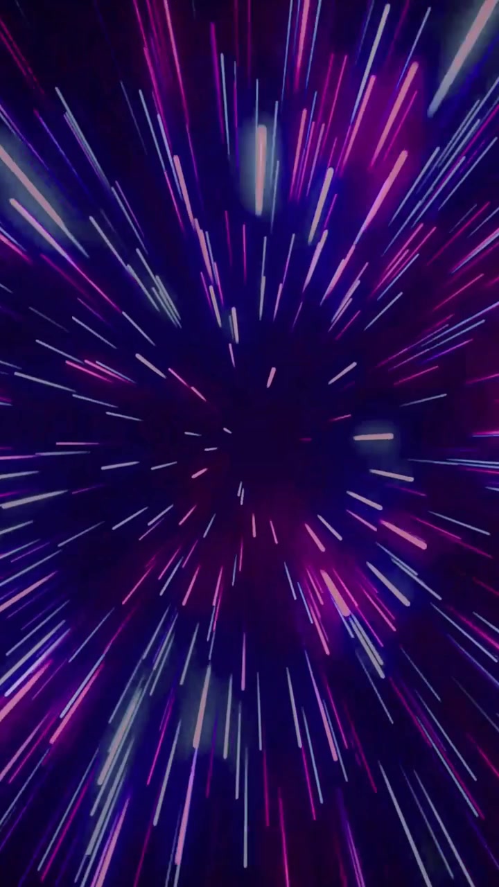 Abstract Neon Light Streaks Zooming Through Space