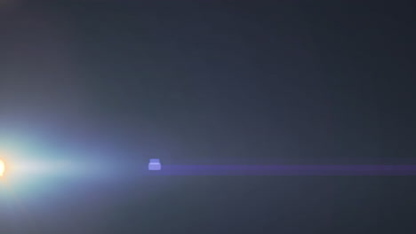 animación del foco con el destello de la lente y el haz de luz moviéndose sobre un fondo oscuro