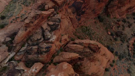 aerial drone footage of the mountainous red rocks in southern utah