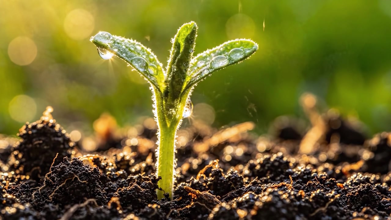 A Time-Lapse of Growth: Capturing the Transformation of a Young Plant Seedling as It Emerges from the Soil, Bathed in Soft Light and Natural Beauty