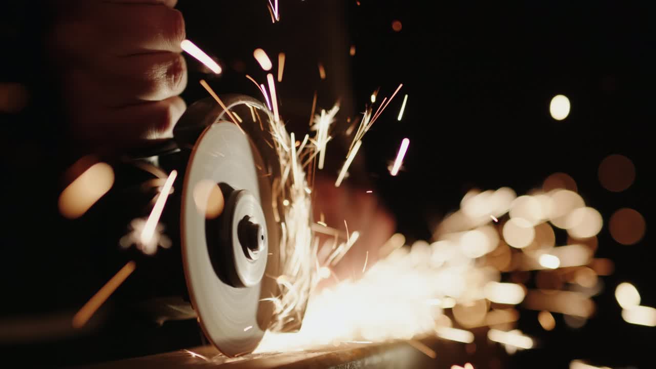 용접기는 수동 전자 도구로 금속의 접합을 청소합니다. 4k 느린 동작 비디오