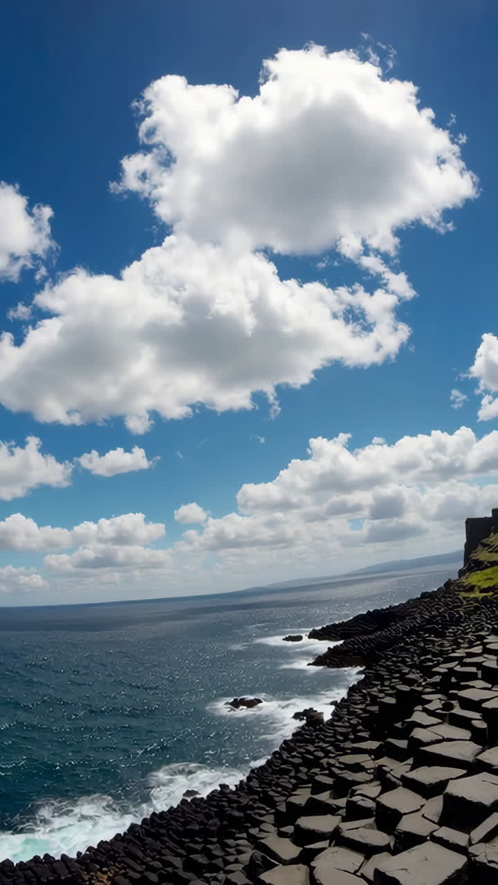 Dramatic Coastal Landscape with Hexagonal Basalt Columns