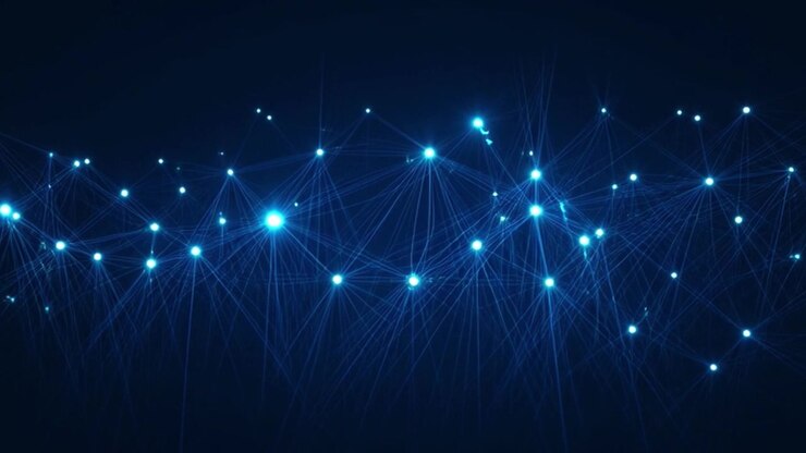 Abstract Digital Network Connection with Glowing Blue Nodes and Lines