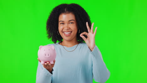 Happy-woman,-money-and-savings-with-piggy-bank