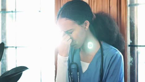 Healthcare,-stress-and-woman-doctor-with-headache