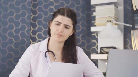 female doctor giving bad news to sick man in clinic.