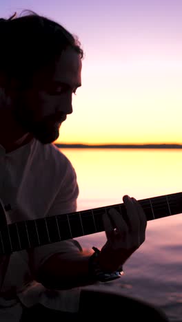 silhouetted moments: music and tranquility at sunset