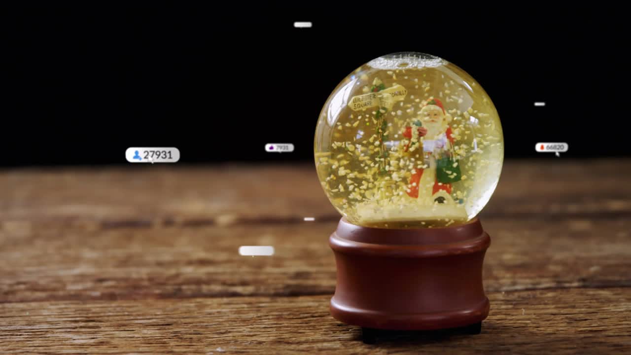 Single red bell tag appearing on snow globe initiating floating tags representing engagement surge