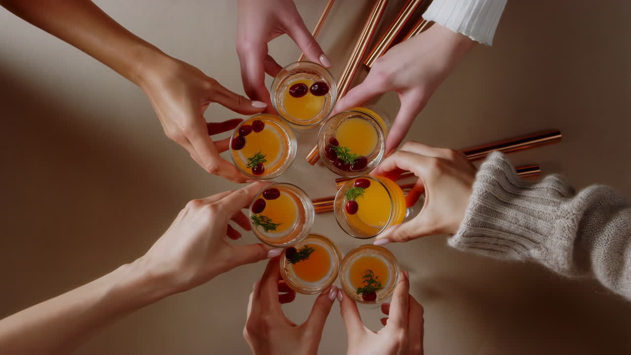 Group of Friends Celebrating with Cocktails