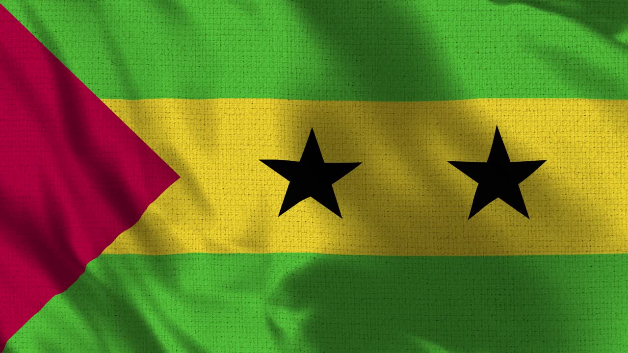 São Tomé og Príncipes flag - Realistisk 4K - 30 fps flag fra São Tomé og Príncipe, der vajer i vinden