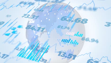 animation of statistics and data processing over globe