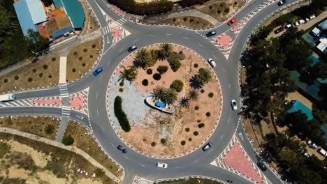 aerial view of traffic flow at a roundabout