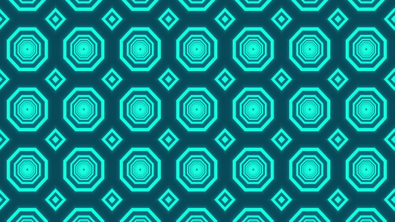 animación de la formación verde brillante de octagones que se mueven en un bucle sin costuras