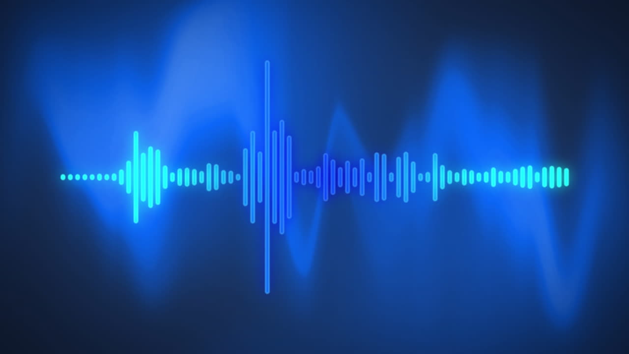 medidor de frecuencia de luz azul sobre onda de energía azul sobre fondo negro