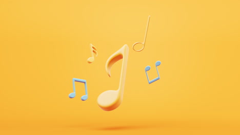 loop animation of music notes with cartoon style, 3d rendering.