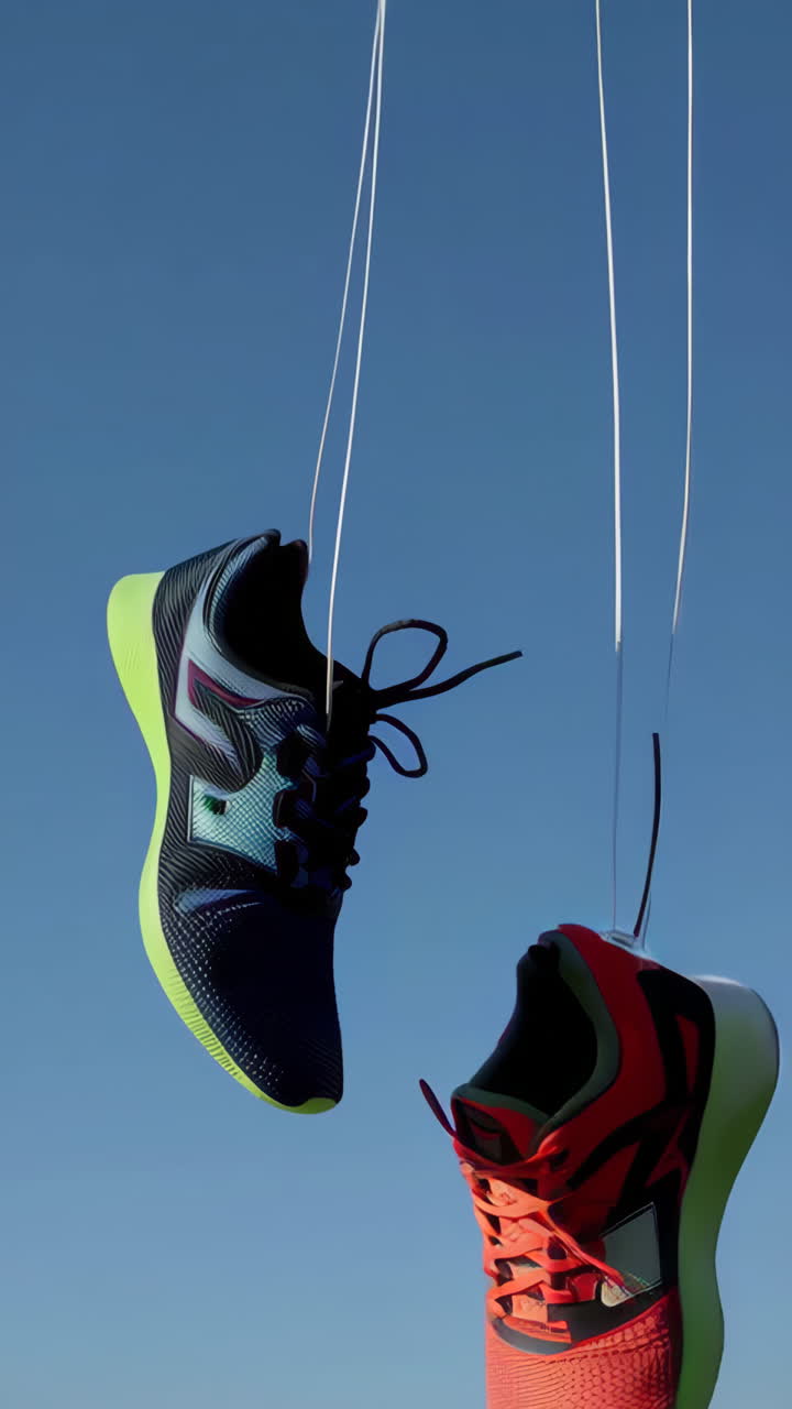 Pair of Running Shoes Hanging in the Sky