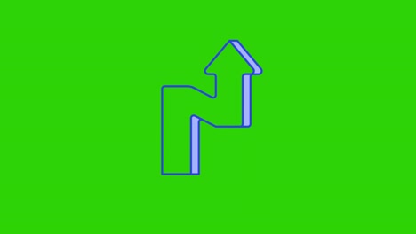 4k video of cartoon arrow sign on green background.