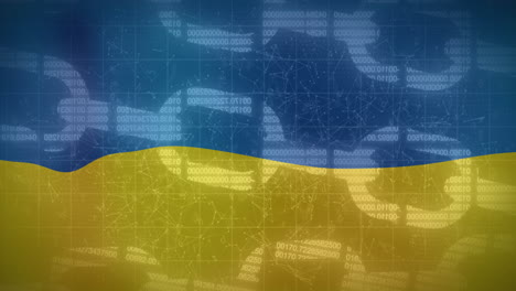 animation of block chain over flag of ukraine
