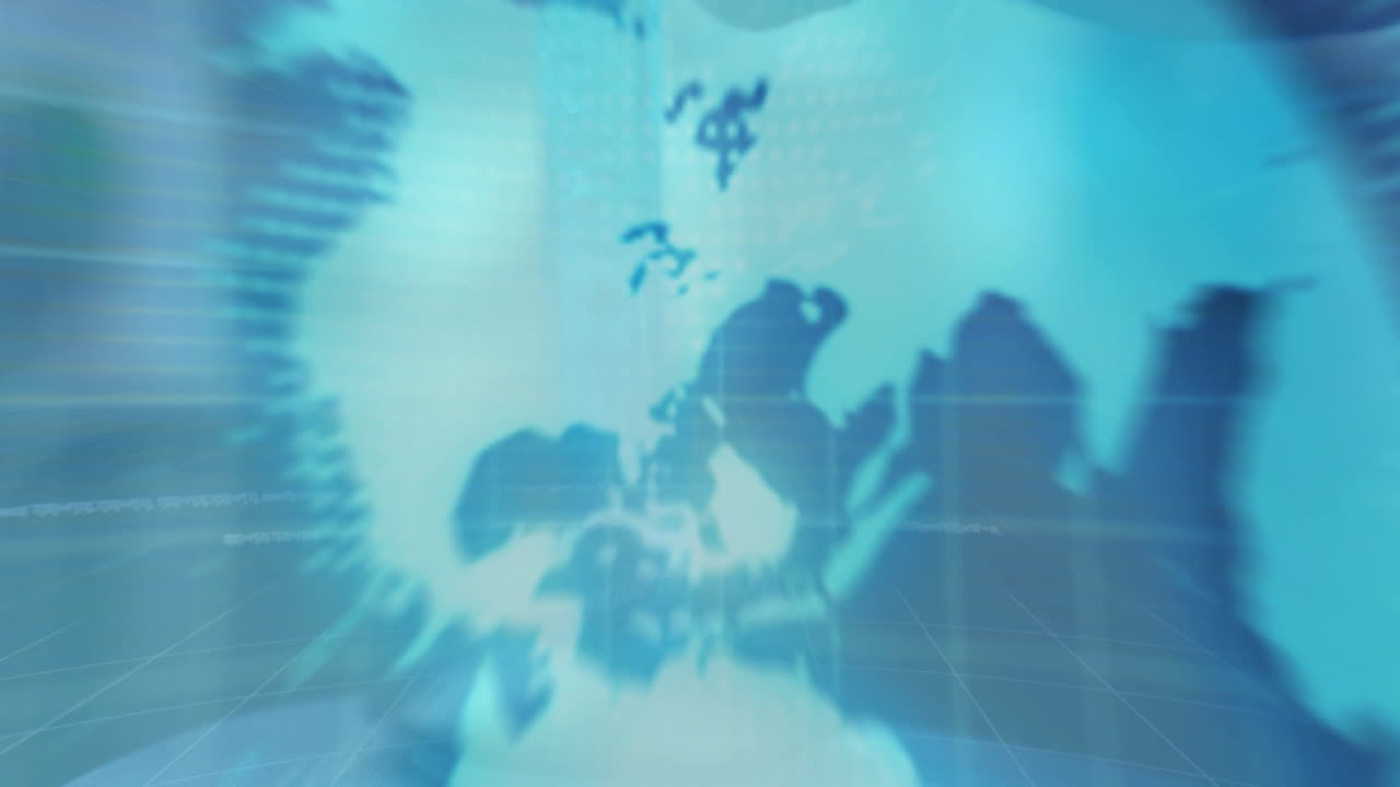 데이터 처리의 애니메이션과 시험관 위의 지구