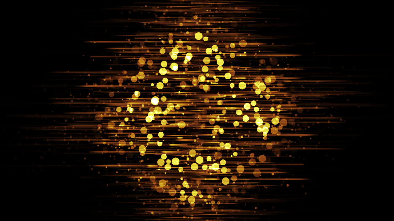 Sfondo astratto con particelle dorate e scie luminose