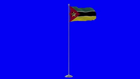 mozambique 3d illustration of the waving flag on a pole with chroma key