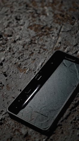 broken smartphone on a wooden surface