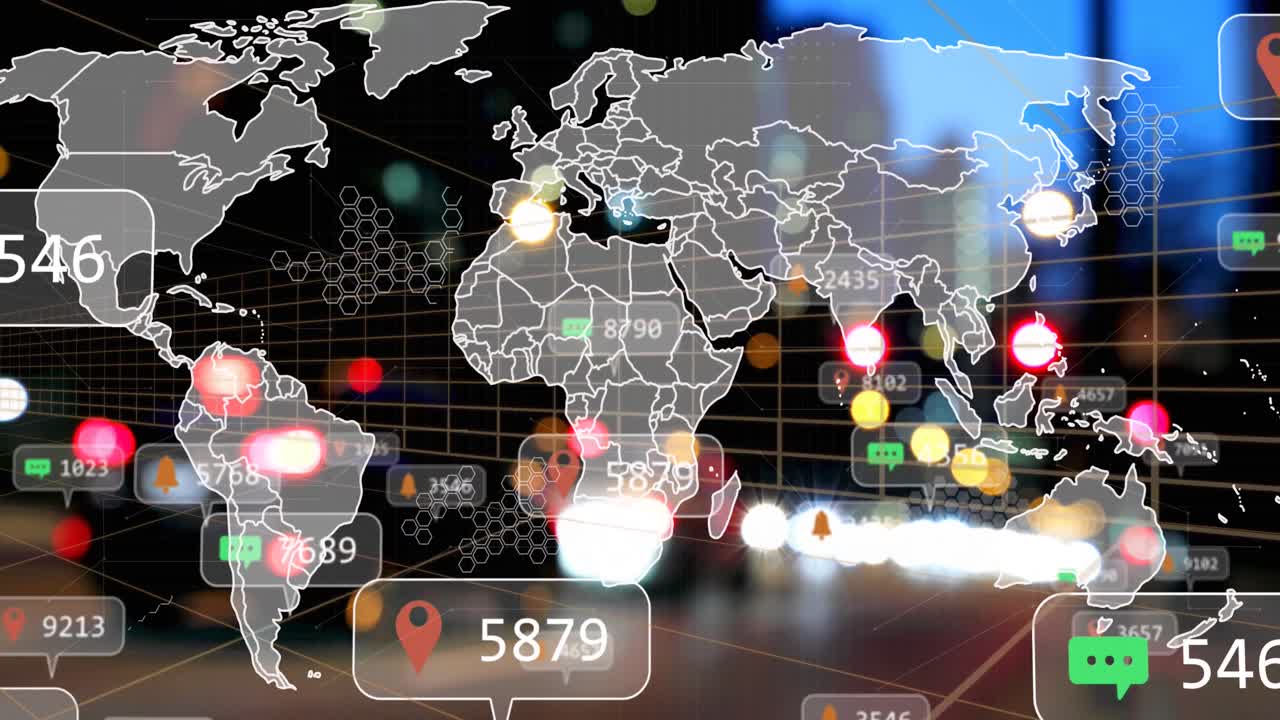 전화 헤드 ⁇ 을 사용하는 비즈니스 사람들에 대한 아이콘과 연결 네트워크의 애니메이션