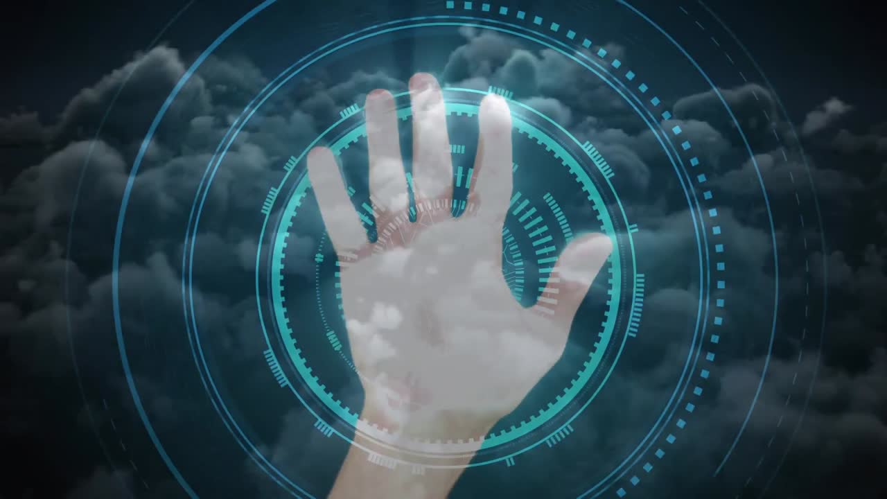 animación digital de una captura de huellas de mano