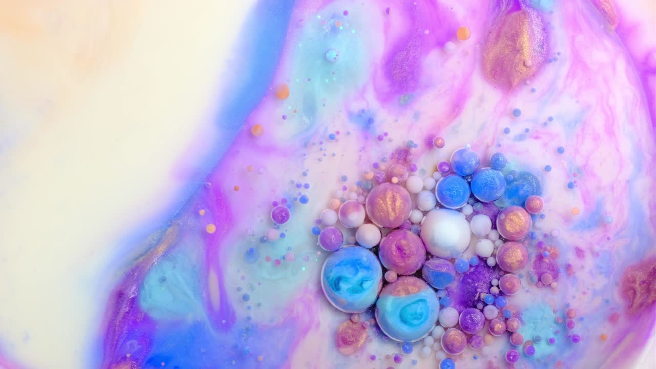 pintura colorida y burbujas fondo abstracto video 4k